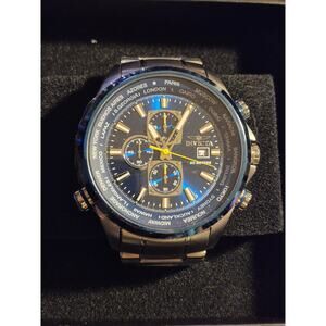 Invicta Aviator Men's Watch 50mm Stainless Steel Band Blue Face